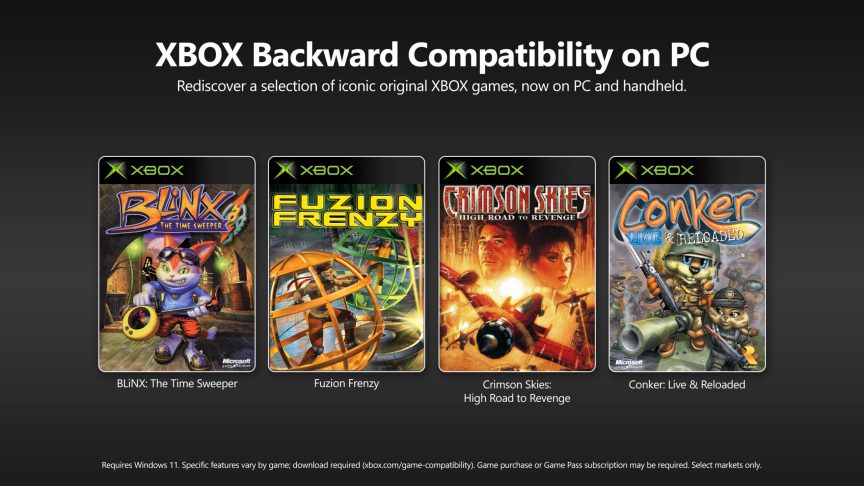 An image showing the box art of blinx, fusion frenzy, crimson skies and conker live and reloaded